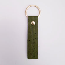 Load image into Gallery viewer, Green cork leather fob Keyring