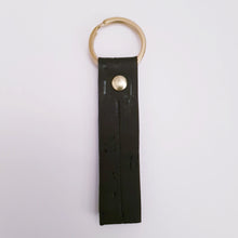 Load image into Gallery viewer, Black cork leather fob Keyring