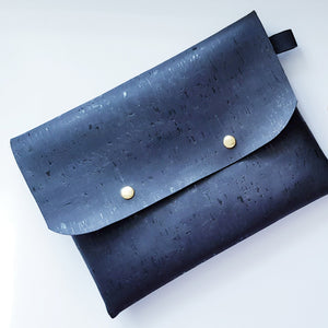 Black cork leather clutch bag