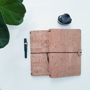 Cork Leather Notebook - Elastic Closure